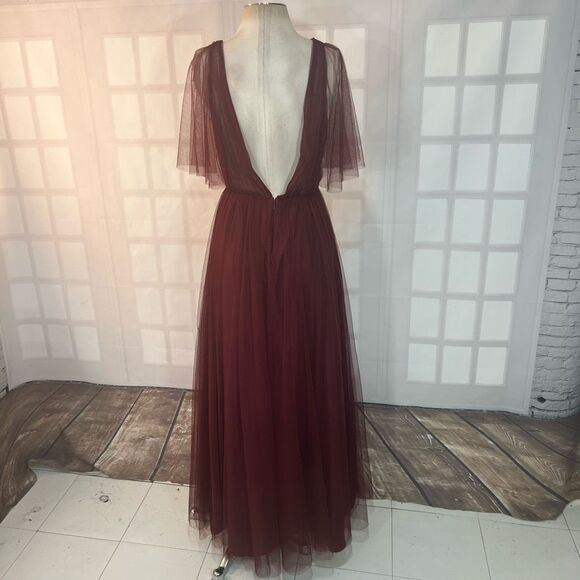 Revelry Thea tulle bridesmaid dress in Cabernet size 16 - Picture 9 of 15